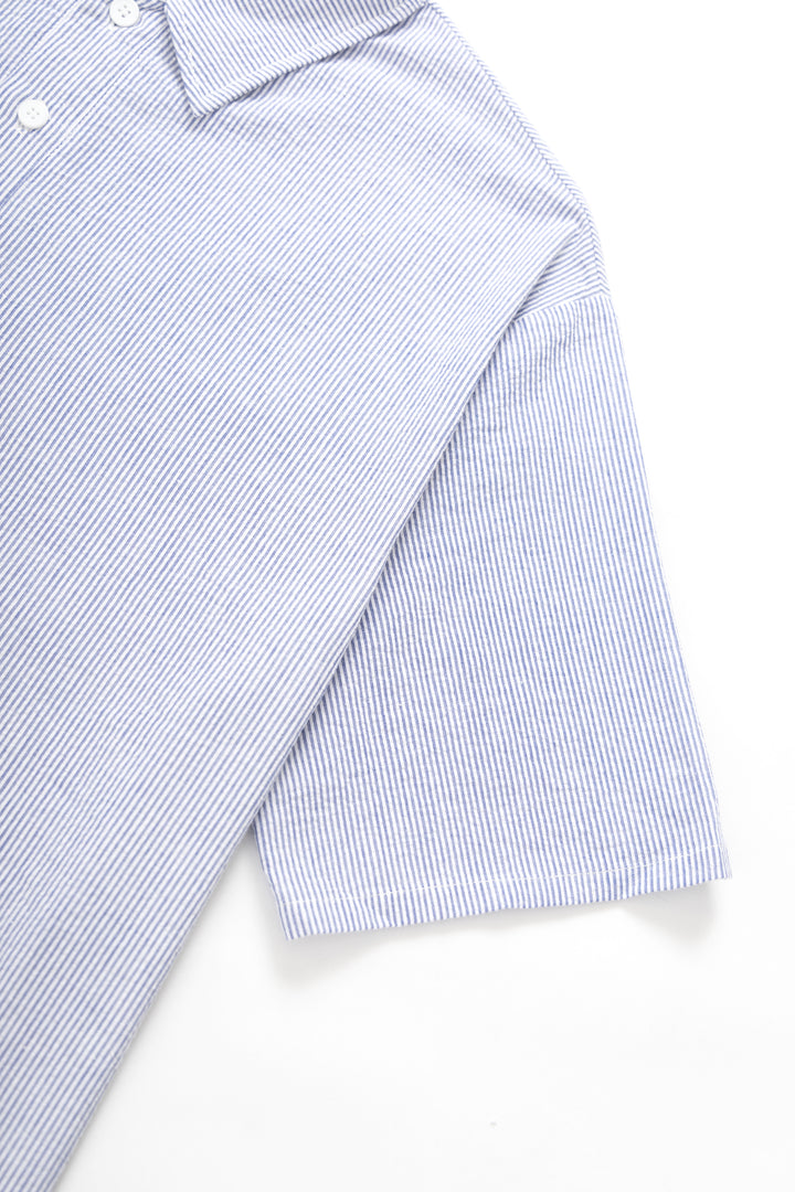 Blacksmith - Short Sleeved Popover Shirt - Blue Seersucker