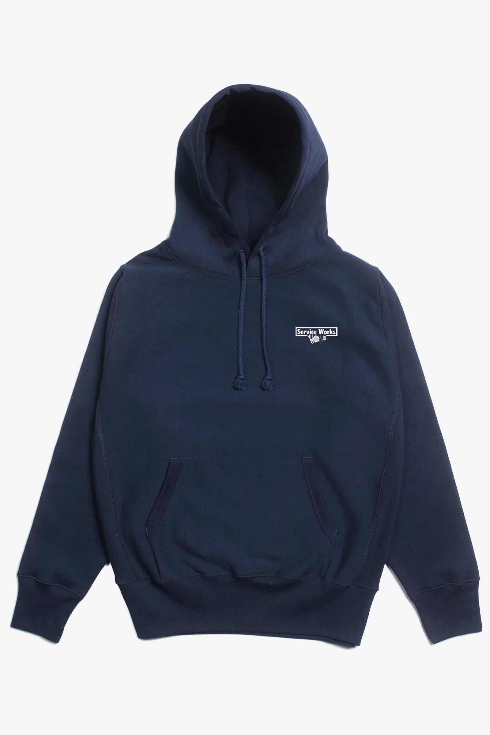 Service Works Heavyweight Logo Hoodie Navy Blacksmith Store
