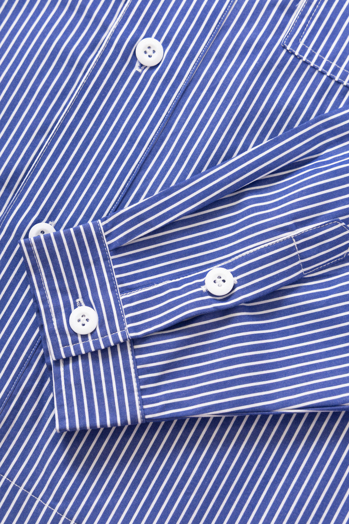 Blacksmith - 'Boxford' Utility Shirt - Thick Blue Stripe