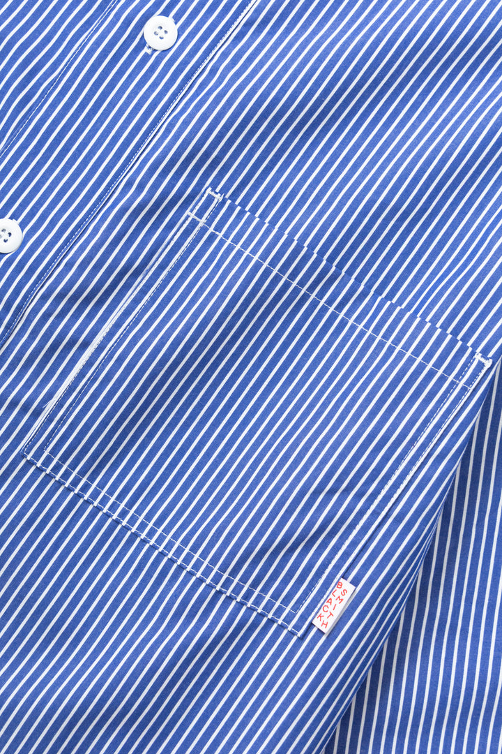 Blacksmith - 'Boxford' Utility Shirt - Thick Blue Stripe