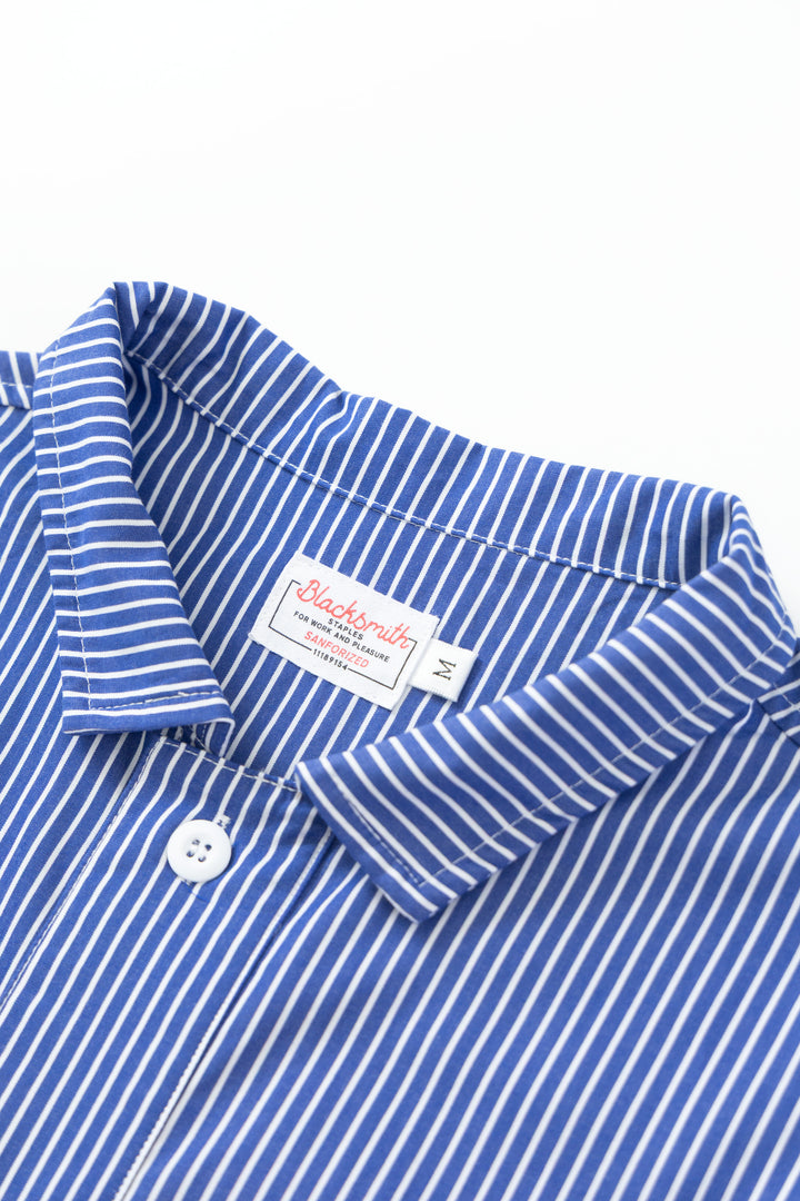 Blacksmith - 'Boxford' Utility Shirt - Thick Blue Stripe