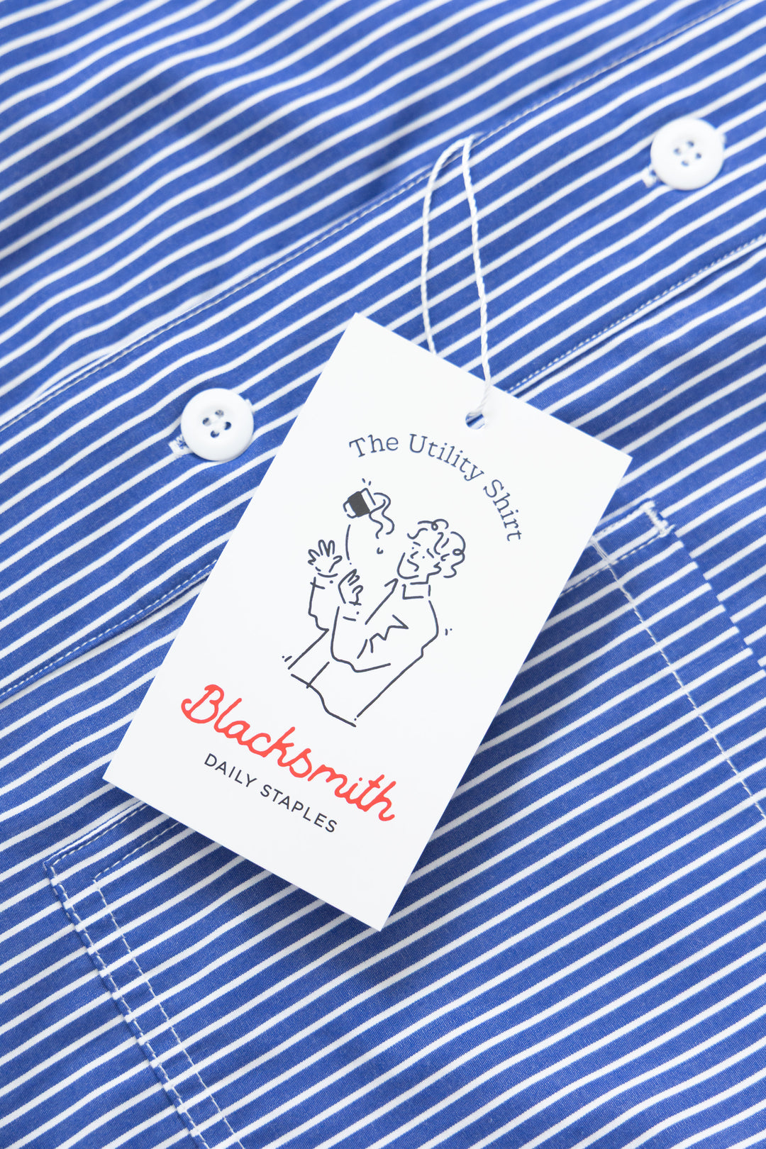 Blacksmith - 'Boxford' Utility Shirt - Thick Blue Stripe