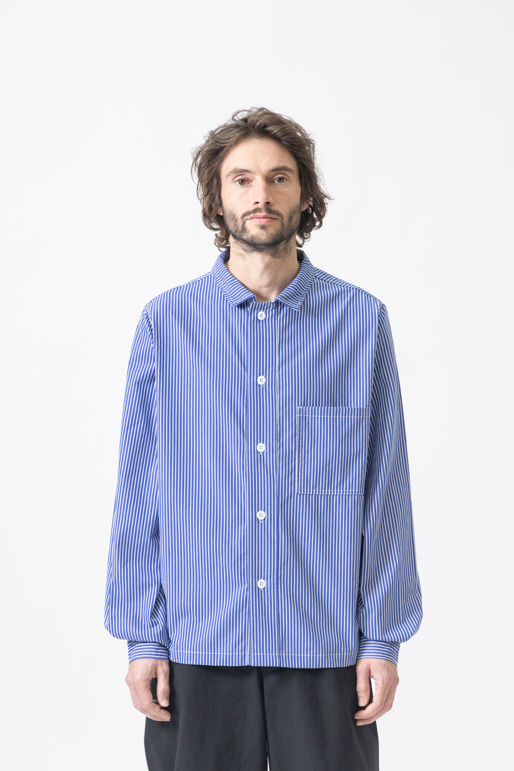 Blacksmith - 'Boxford' Utility Shirt - Thick Blue Stripe