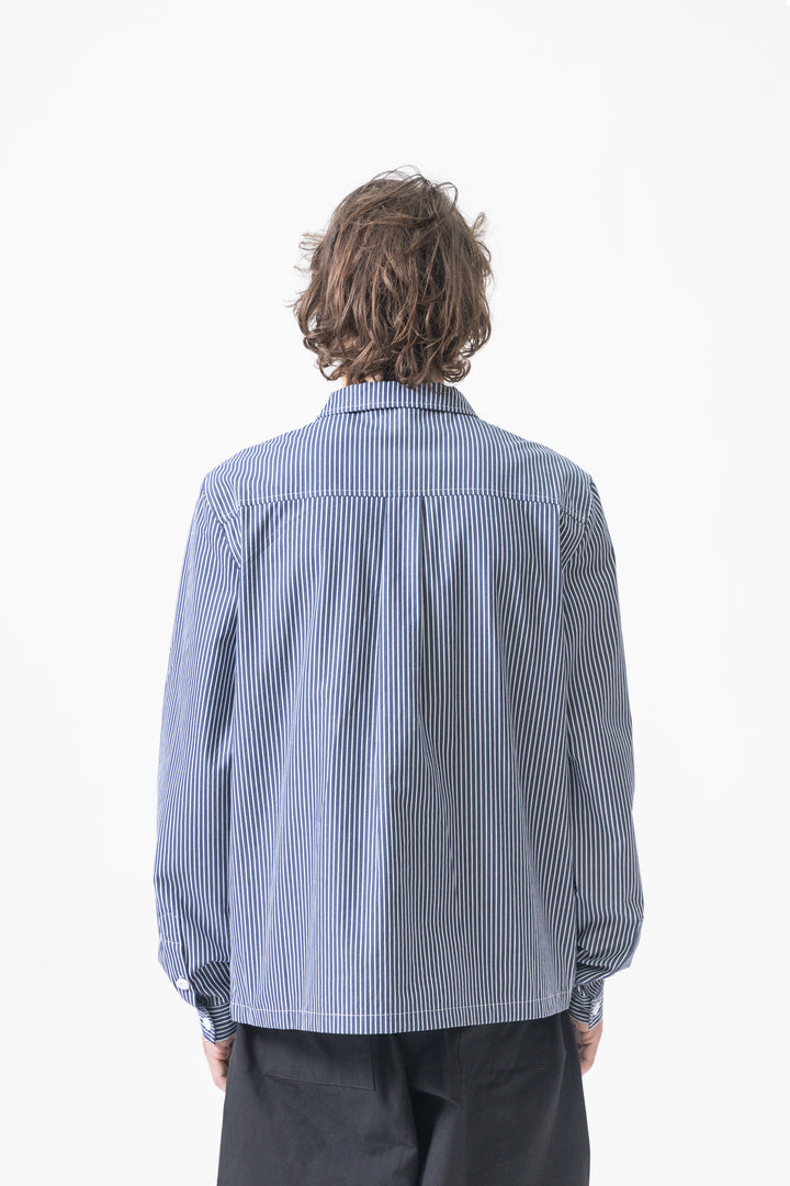 Blacksmith - 'Boxford' Utility Shirt - Thick Navy Stripe