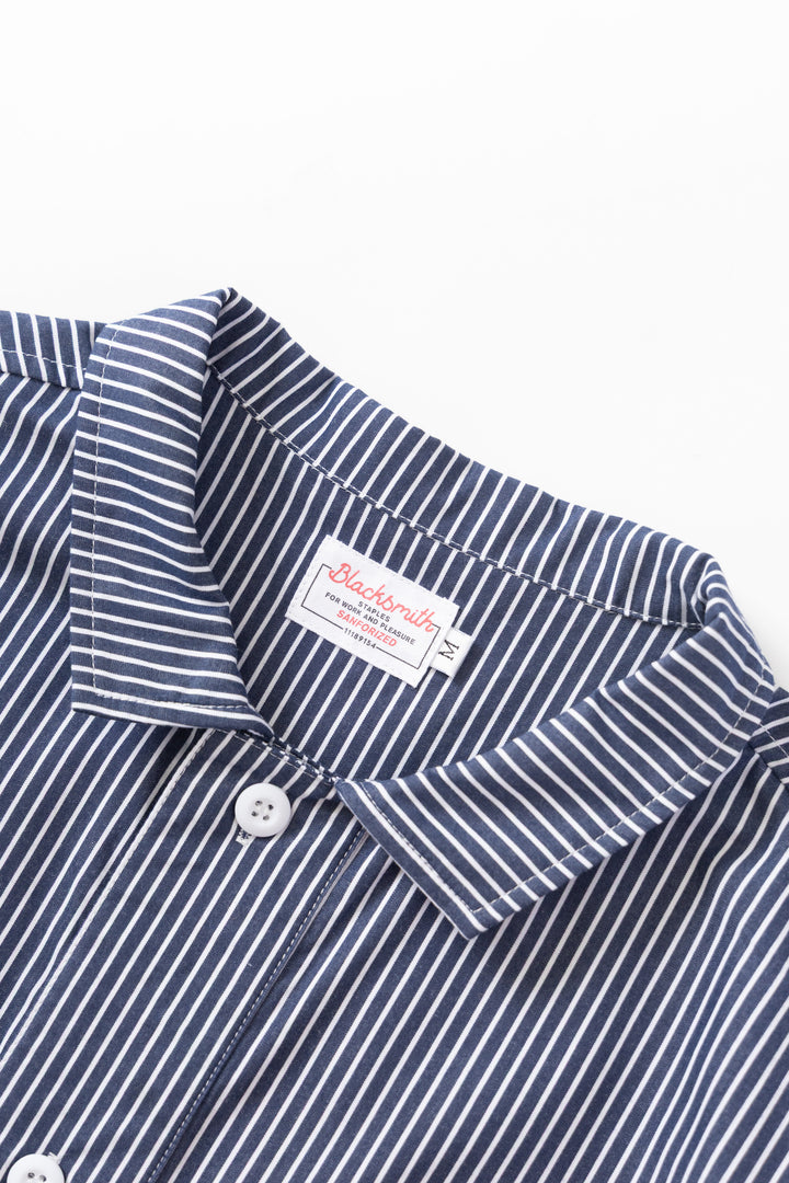 Blacksmith - 'Boxford' Utility Shirt - Thick Navy Stripe