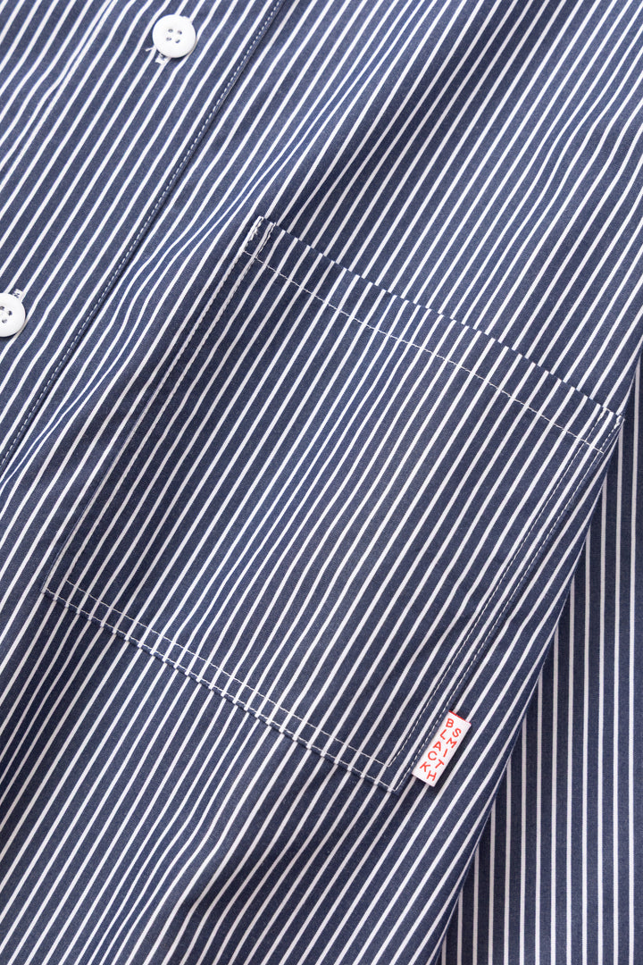 Blacksmith - 'Boxford' Utility Shirt - Thick Navy Stripe