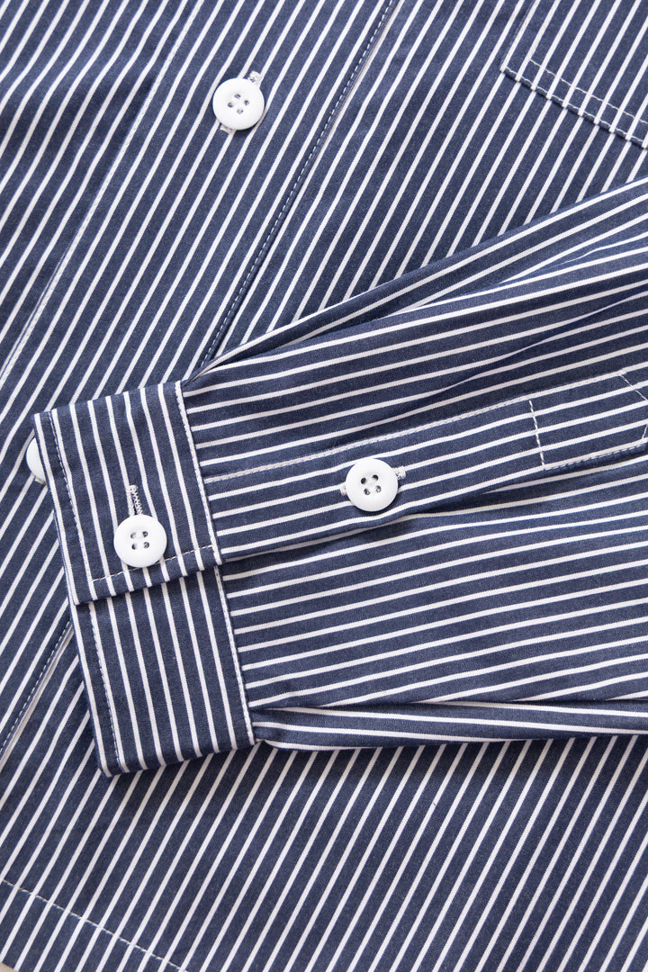 Blacksmith - 'Boxford' Utility Shirt - Thick Navy Stripe