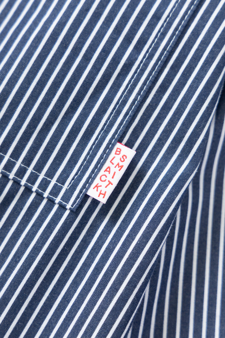 Blacksmith - 'Boxford' Utility Shirt - Thick Navy Stripe