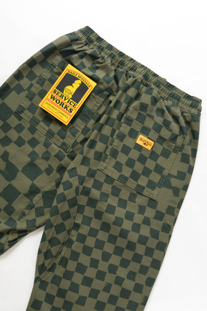 Service Works - Printed Chef Pants - Olive Checker