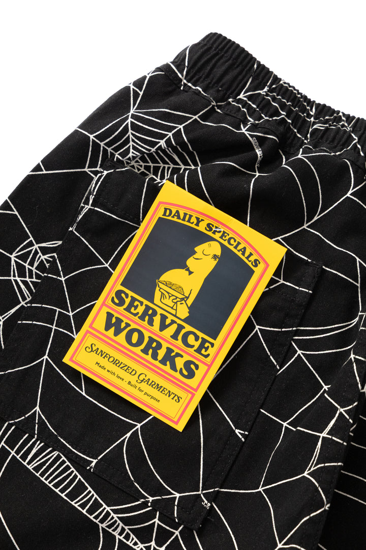 Service Works - Patterned Chef Shorts - Black Web