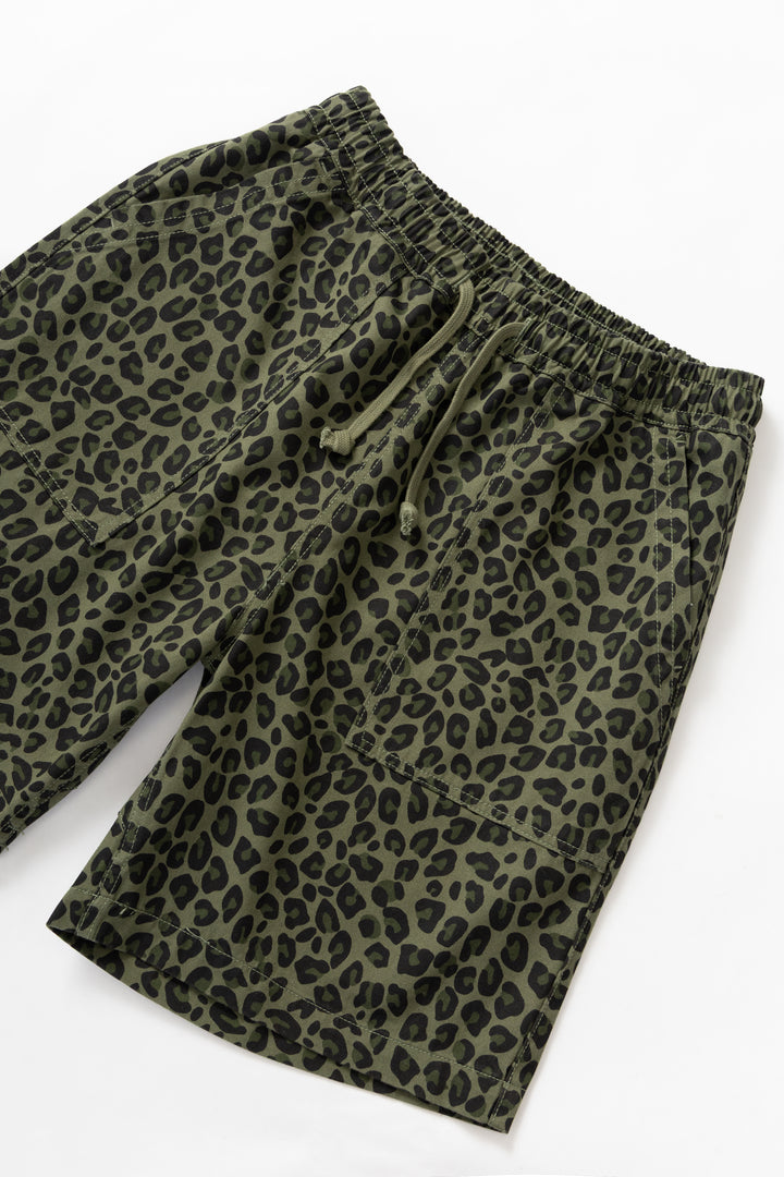 Service Works - Patterned Chef Shorts - Green Leopard