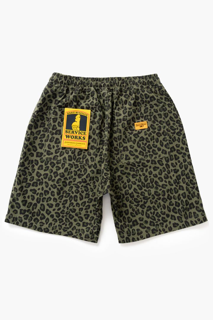 Service Works - Patterned Chef Shorts - Green Leopard