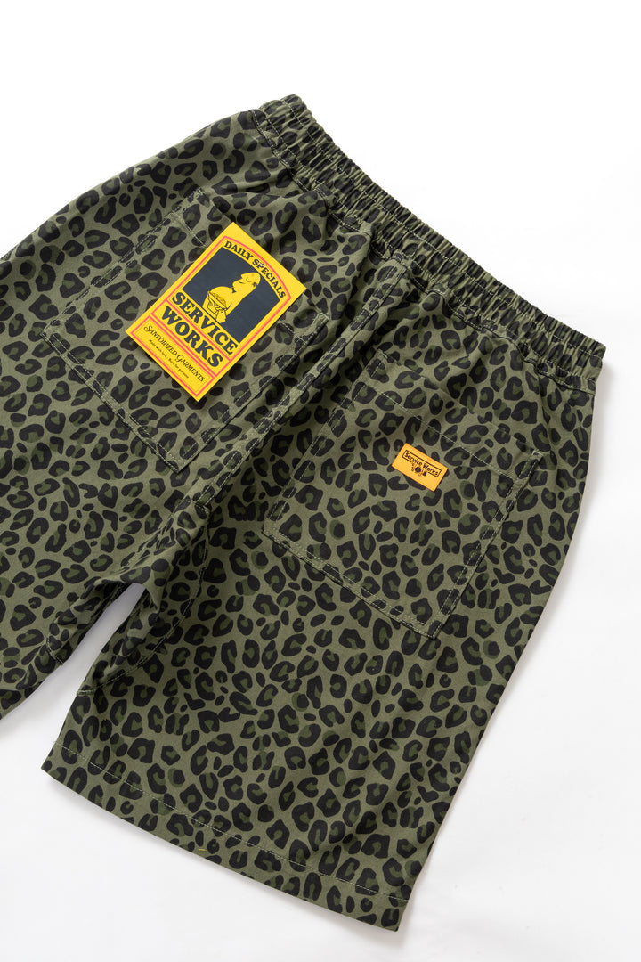 Service Works - Patterned Chef Shorts - Green Leopard