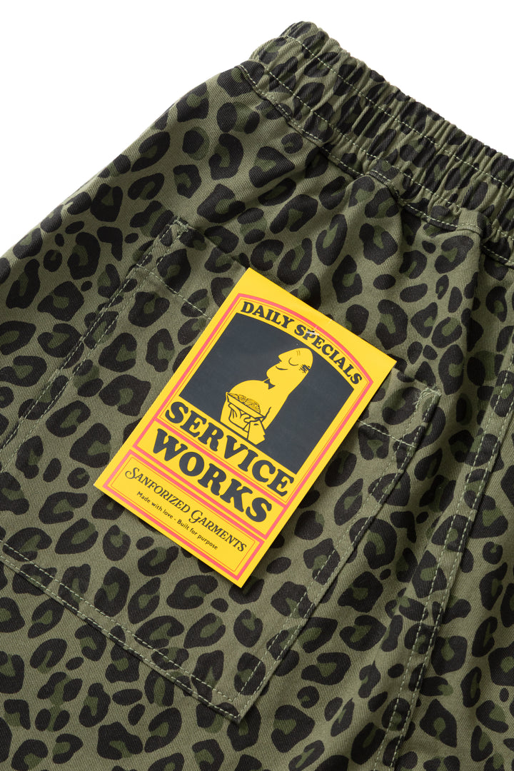 Service Works - Patterned Chef Shorts - Green Leopard