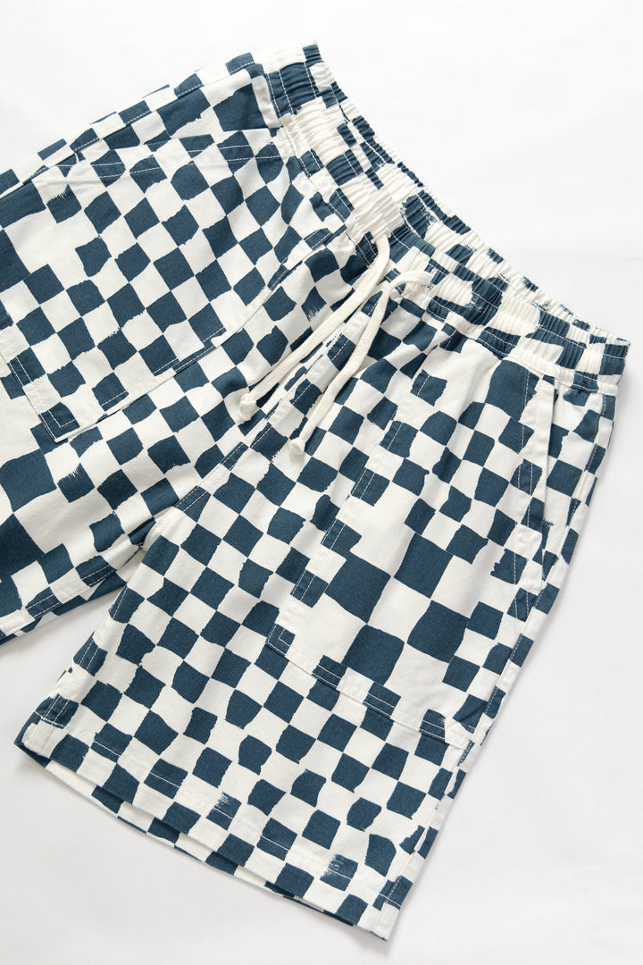 Service Works - Printed Chef Shorts - Teal Checker