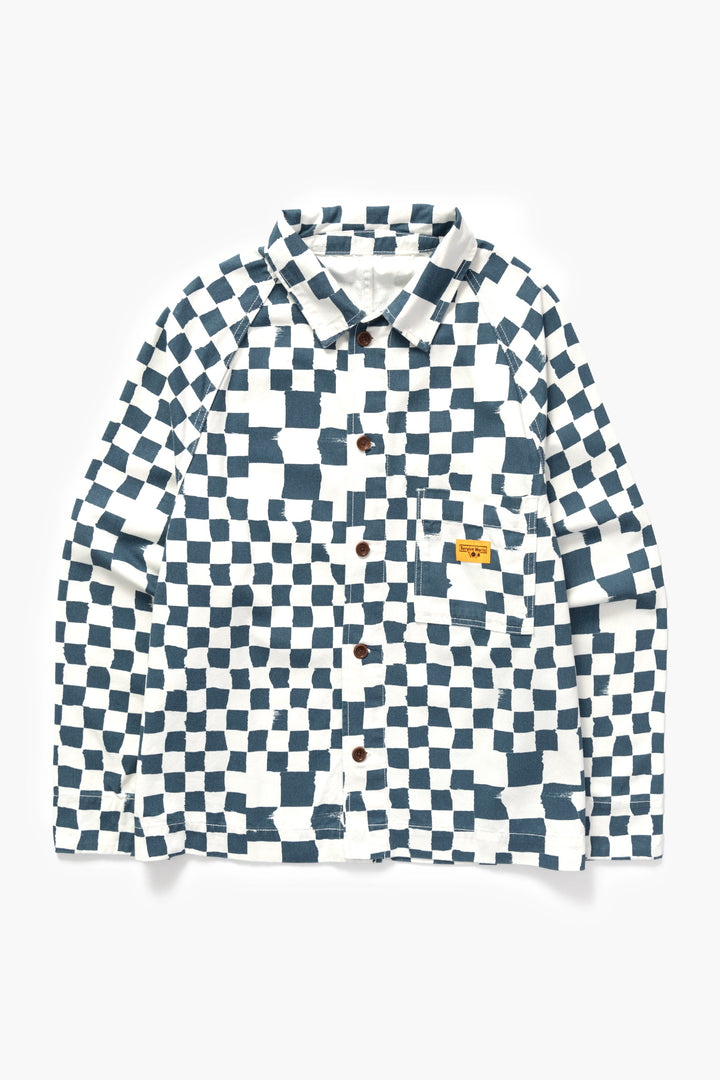 Service Works - Drill Printed Front Of House Jacket - Teal Checker