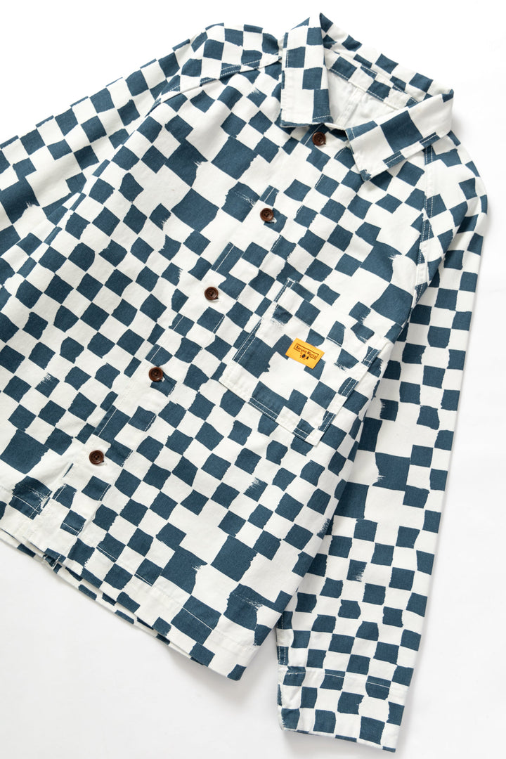 Service Works - Drill Printed Front Of House Jacket - Teal Checker