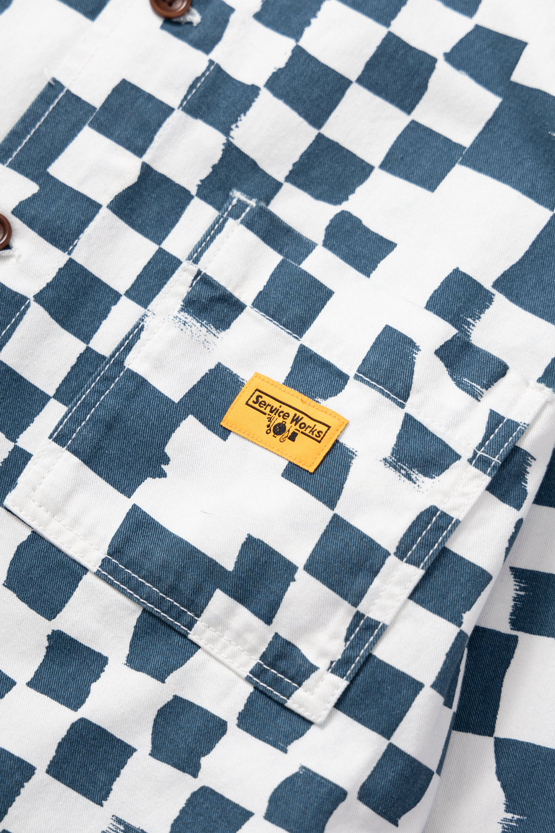Service Works - Drill Printed Front Of House Jacket - Teal Checker