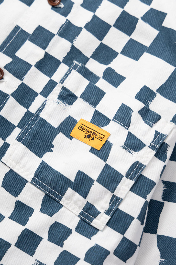 Service Works - Drill Printed Front Of House Jacket - Teal Checker