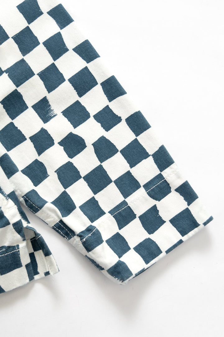 Service Works - Drill Printed Front Of House Jacket - Teal Checker