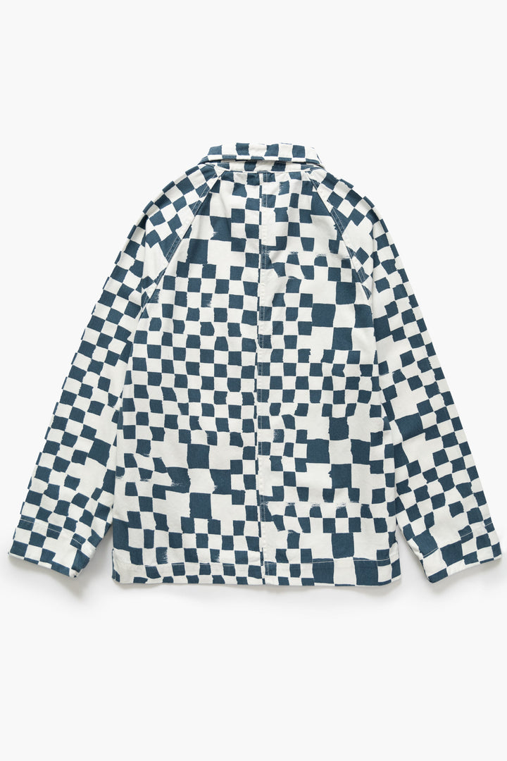 Service Works - Drill Printed Front Of House Jacket - Teal Checker