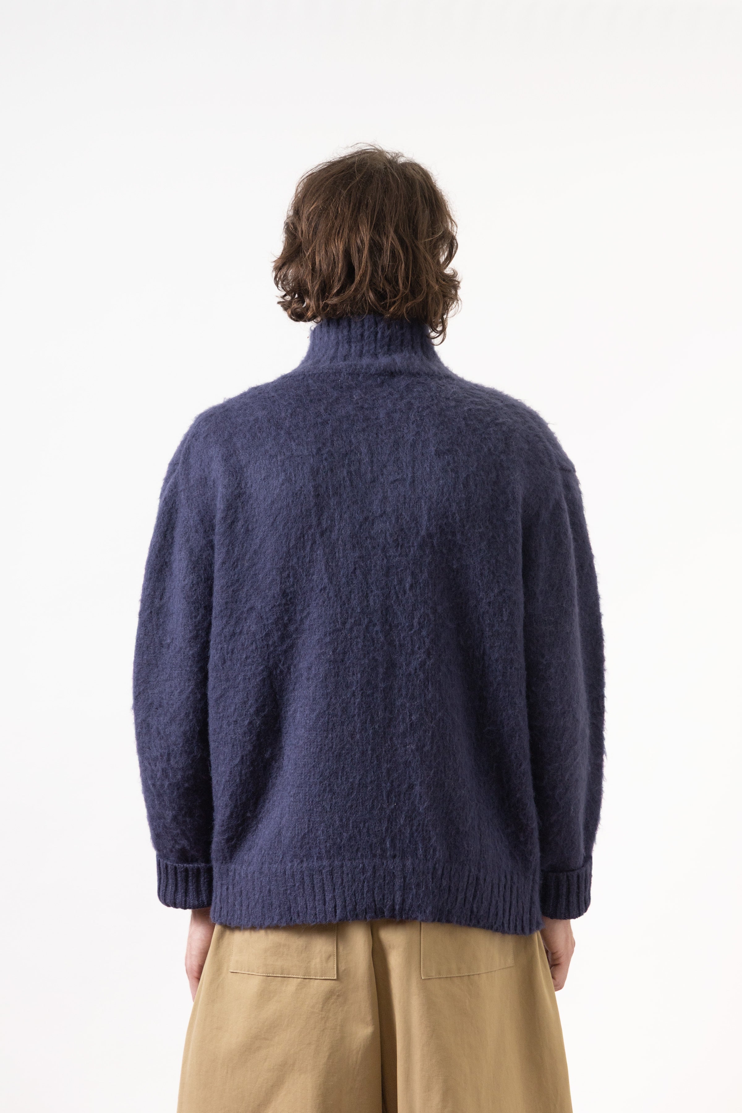 Blacksmith - Zip Mohair Cardigan - Navy – Blacksmith Store