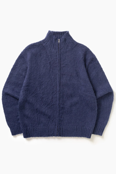 Blacksmith - Zip Mohair Cardigan - Navy – Blacksmith Store