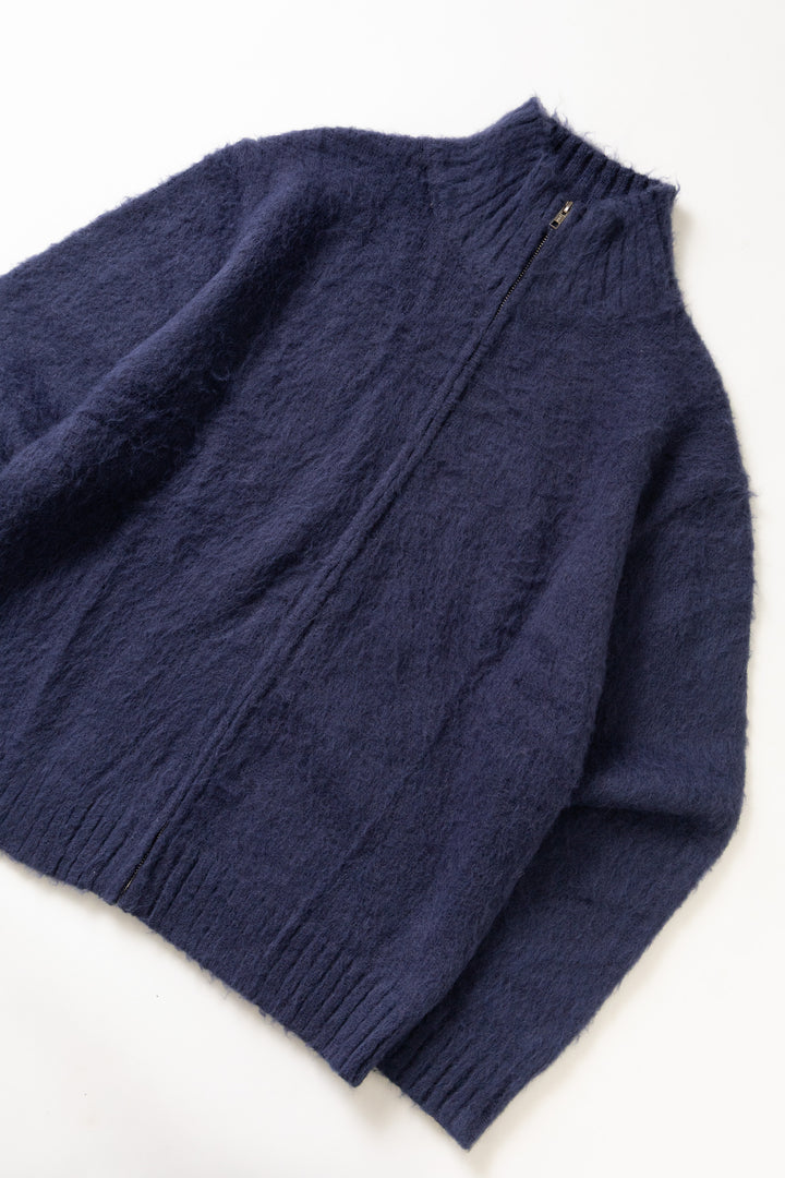 Blacksmith - Zip Mohair Cardigan - Navy