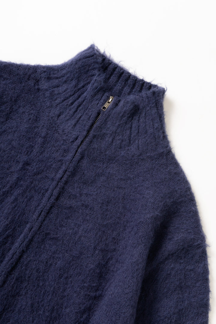 Blacksmith - Zip Mohair Cardigan - Navy
