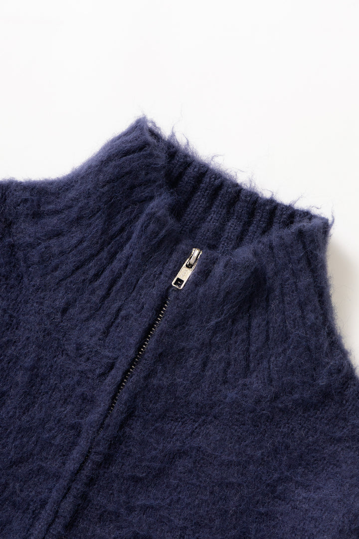 Blacksmith - Zip Mohair Cardigan - Navy