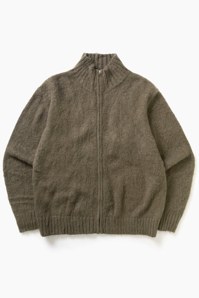 Blacksmith - Zip Mohair Cardigan - Olive – Blacksmith Store