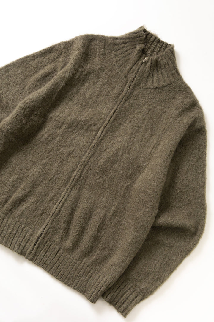Blacksmith - Zip Mohair Cardigan - Olive