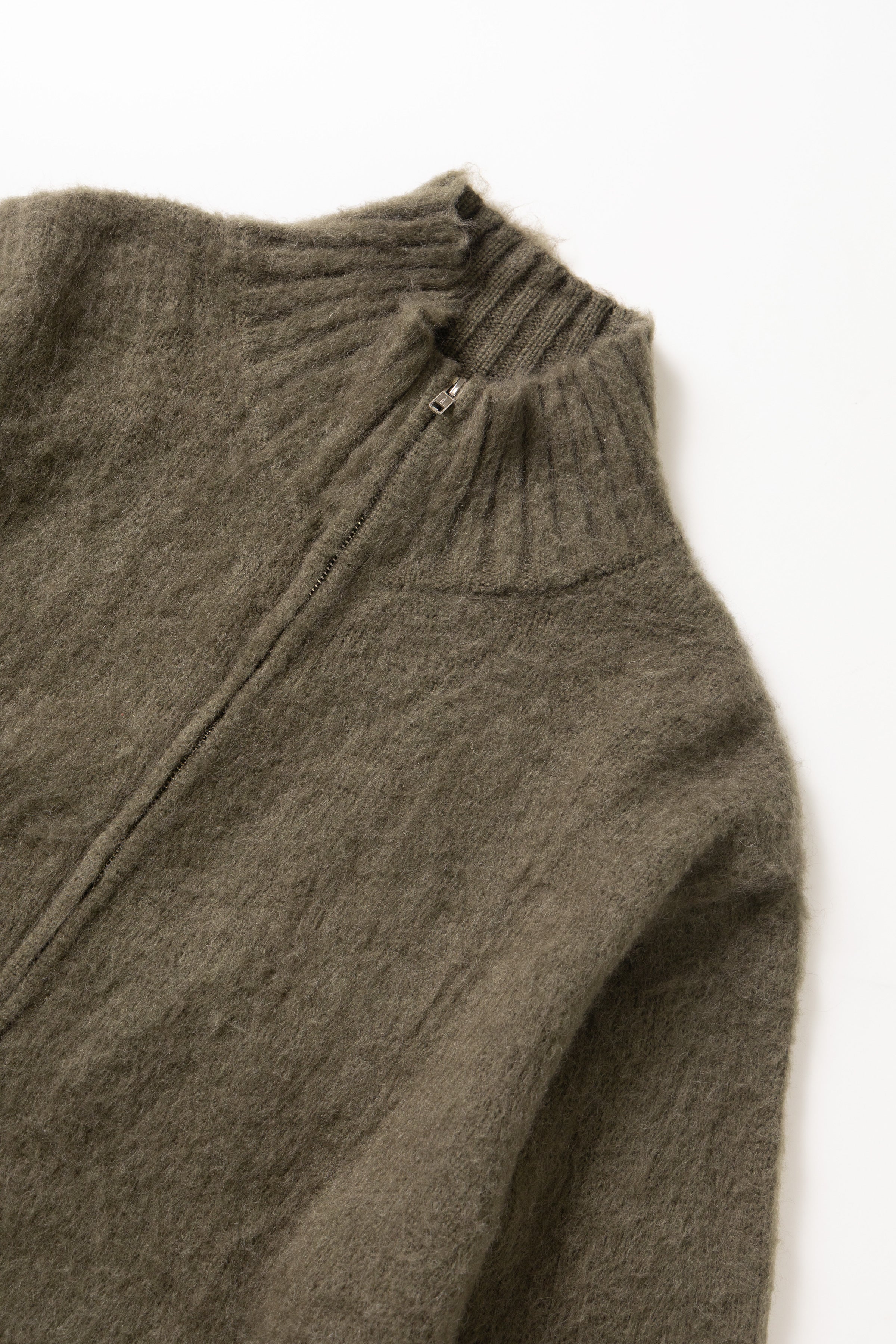 Blacksmith - Zip Mohair Cardigan - Olive – Blacksmith Store