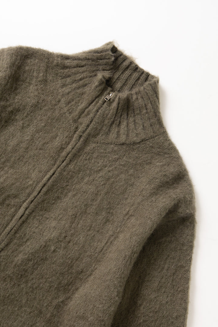 Blacksmith - Zip Mohair Cardigan - Olive