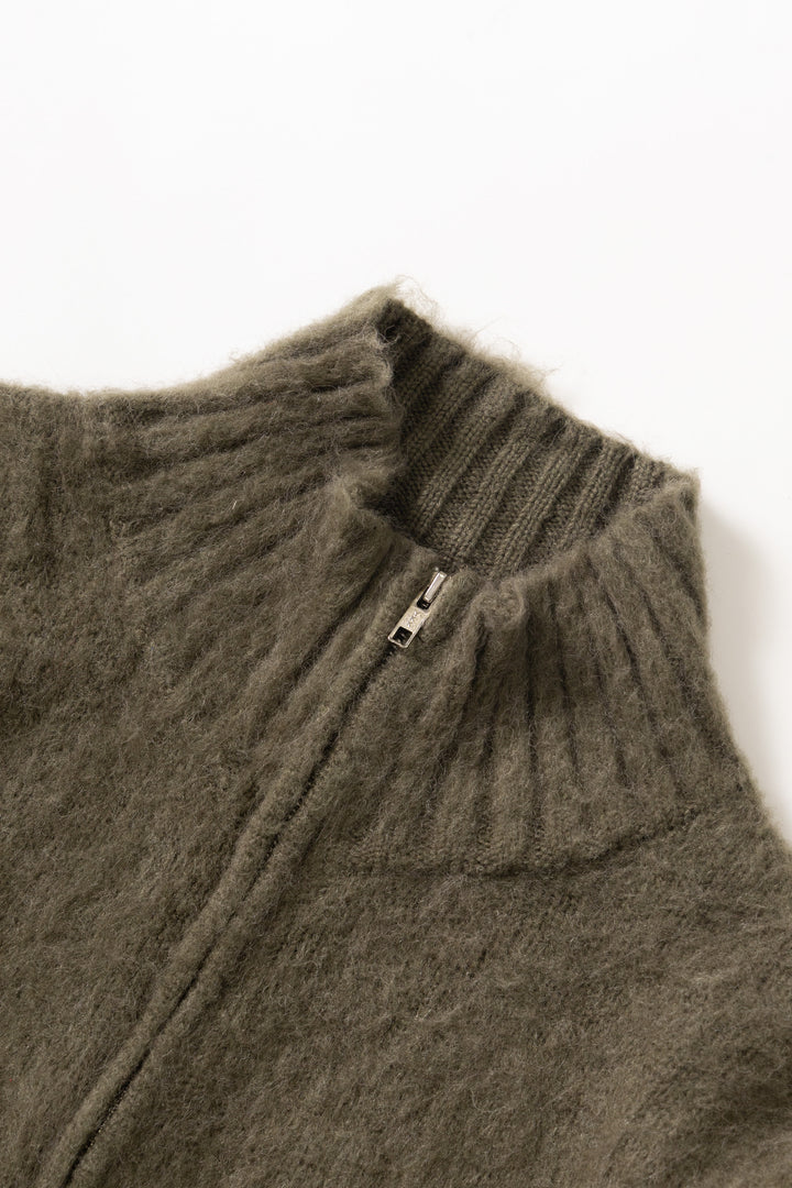 Blacksmith - Zip Mohair Cardigan - Olive