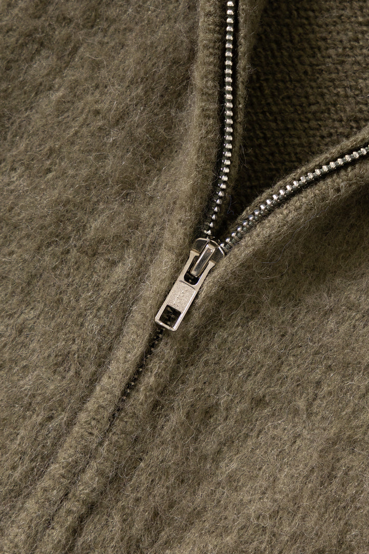 Blacksmith - Zip Mohair Cardigan - Olive