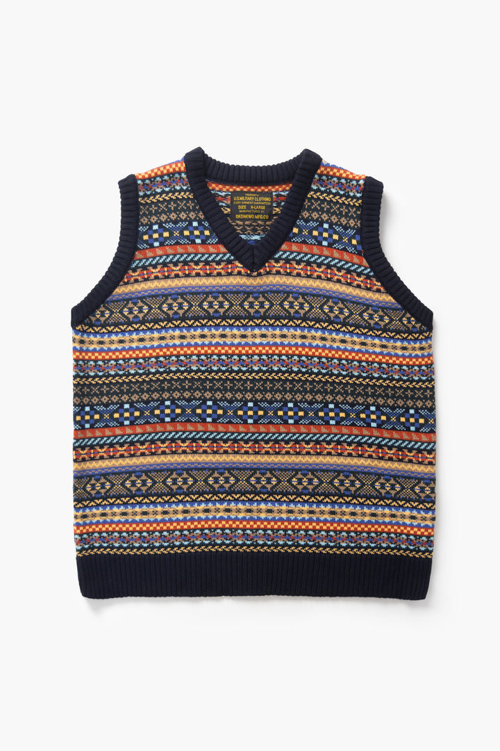 Okonkwo MFG - Fair Isle Knitted Vest - Navy