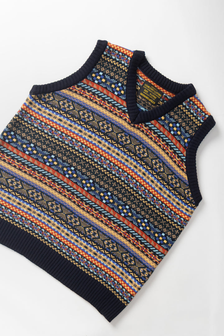 Okonkwo MFG - Fair Isle Knitted Vest - Navy