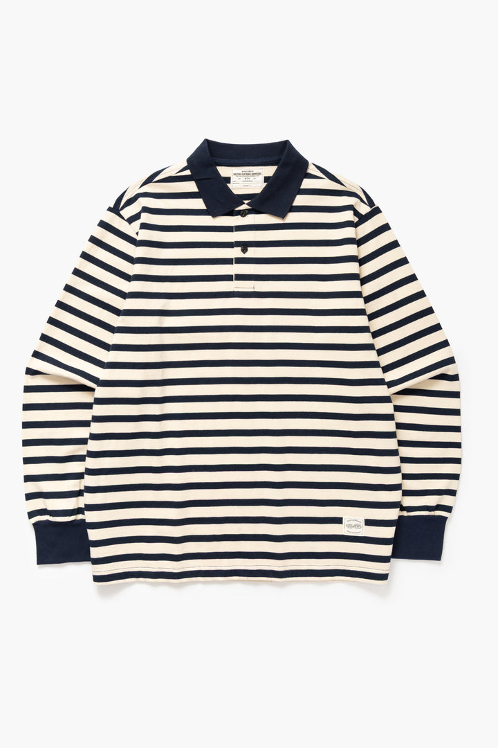 Okonkwo MFG - Long Sleeve Striped Polo Shirt - Navy