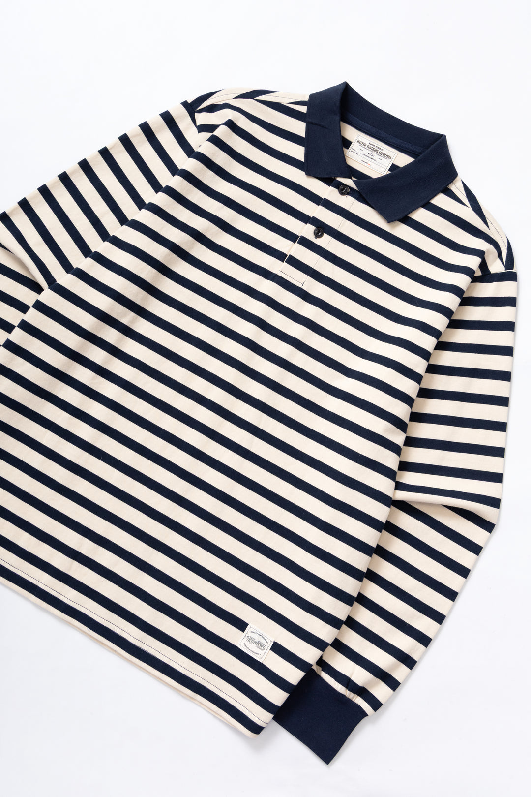 Okonkwo MFG - Long Sleeve Striped Polo Shirt - Navy