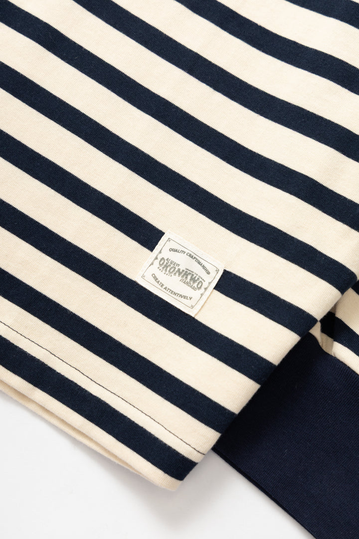 Okonkwo MFG - Long Sleeve Striped Polo Shirt - Navy