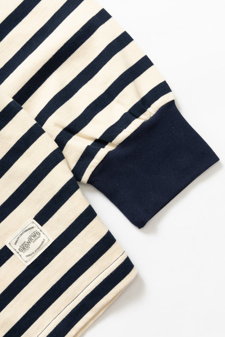 Okonkwo MFG - Long Sleeve Striped Polo Shirt - Navy
