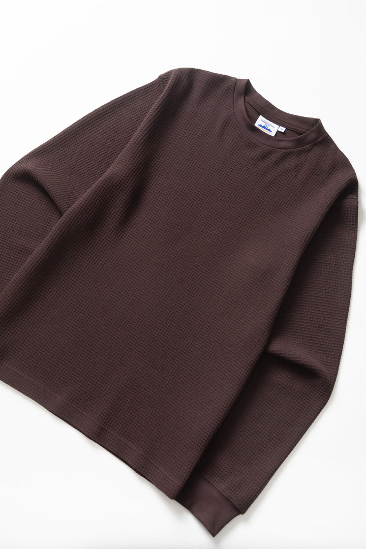 Power Goods - Thermal Waffle Long Sleeve Tee - Coffee