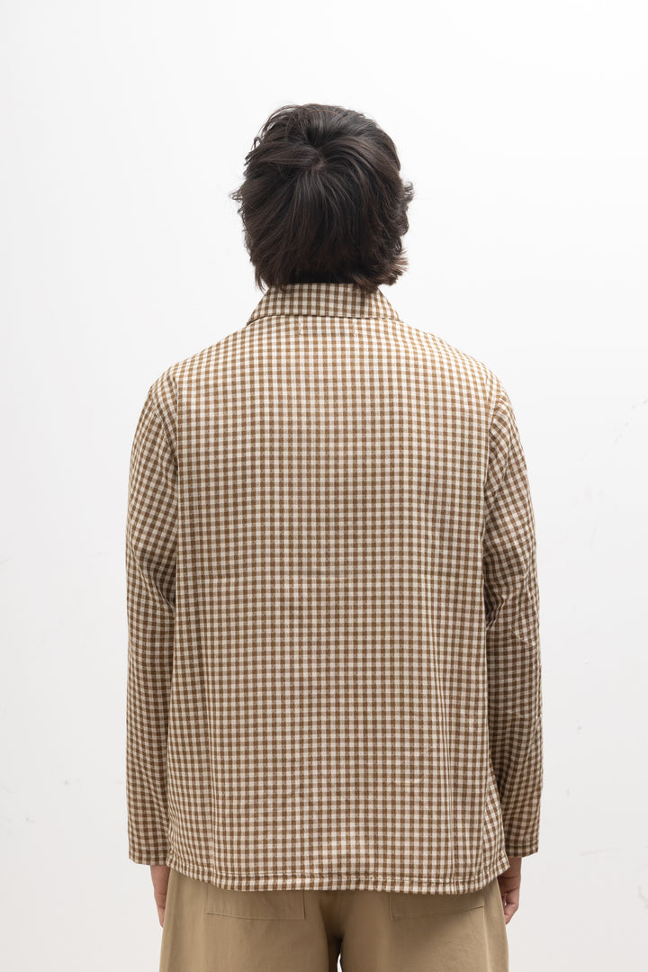 Blacksmith - Two Button Popover Shirt - Brown Gingham