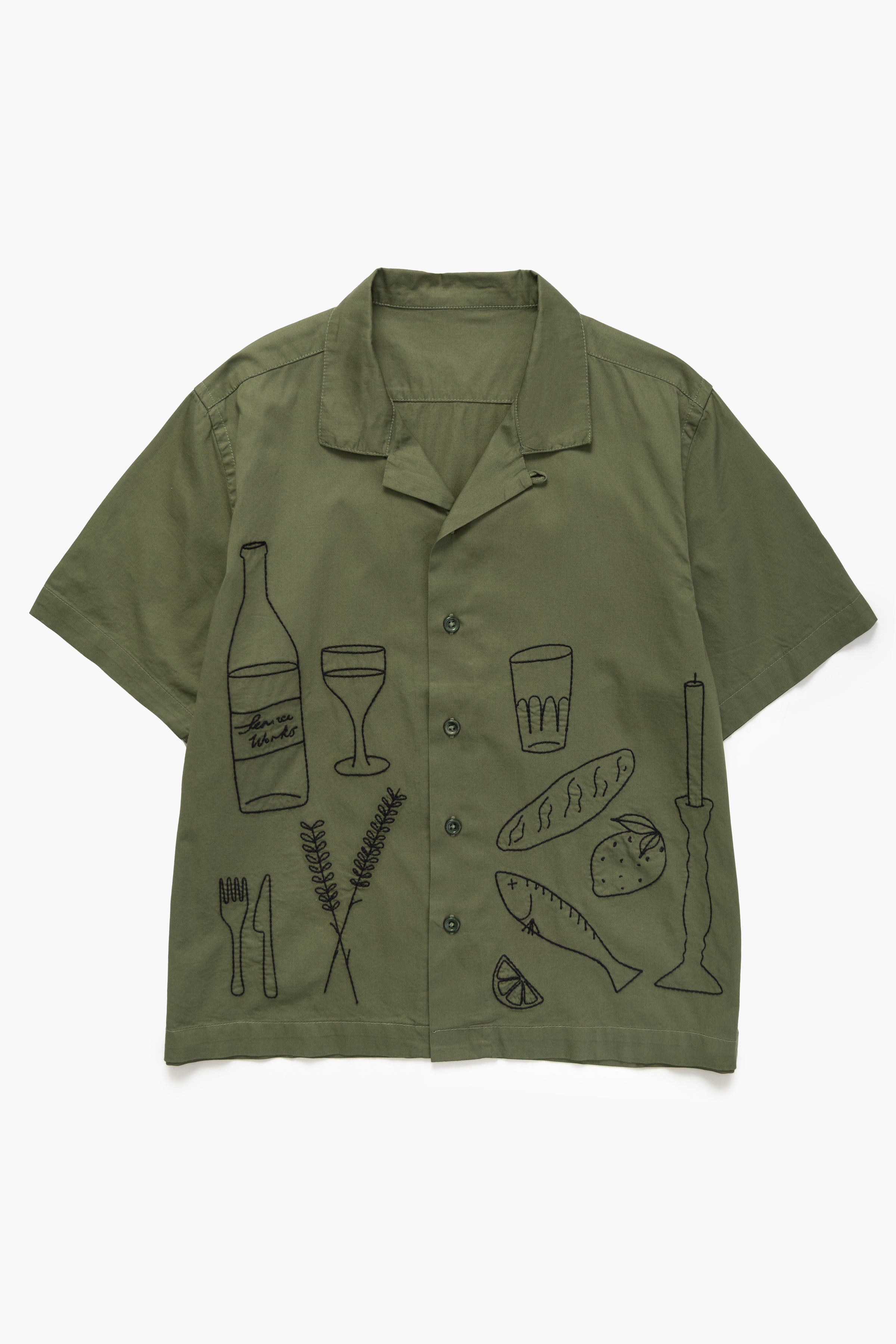 Service Works - Light Twill Picnic Short Sleeve Shirt - Olive Service Works - Light Twill Picnic Short Sleeve Shirt - Olive