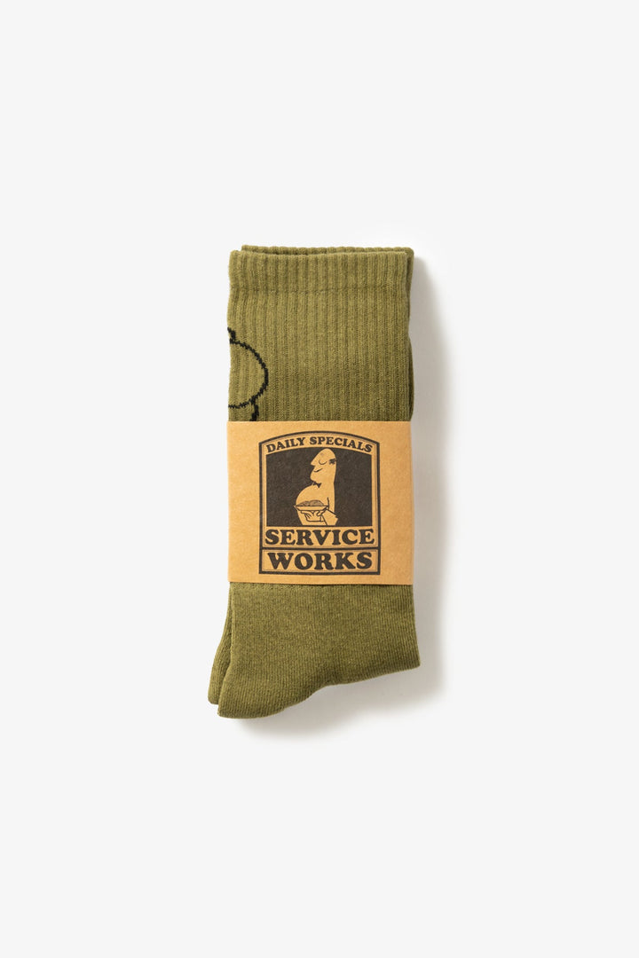 Service Works - Salt + Pepper Socks - Olive