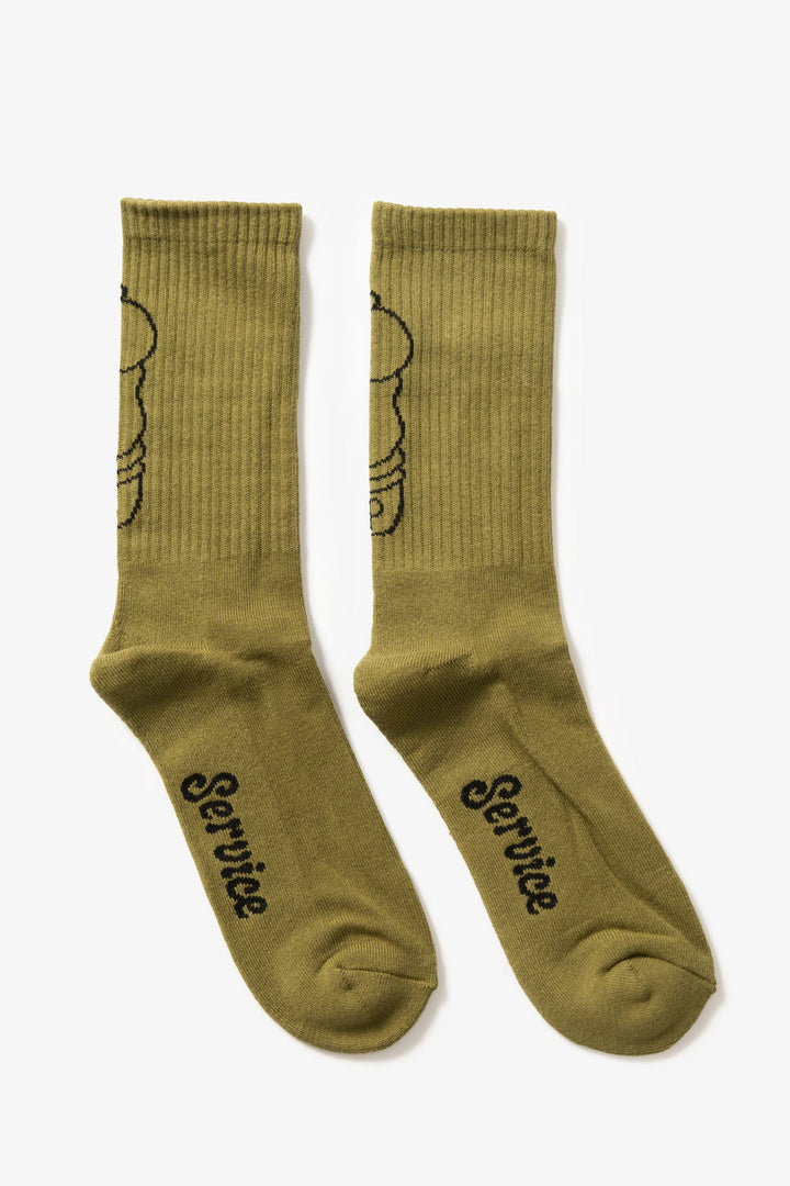 Service Works - Salt + Pepper Socks - Olive