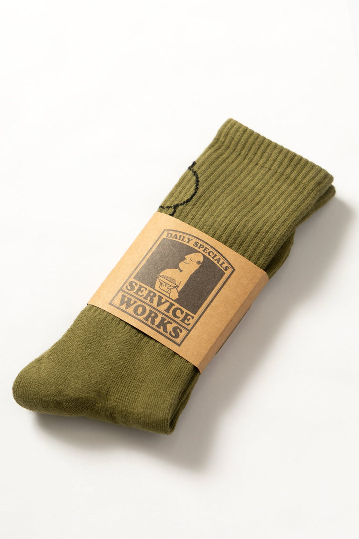 Service Works - Salt + Pepper Socks - Olive