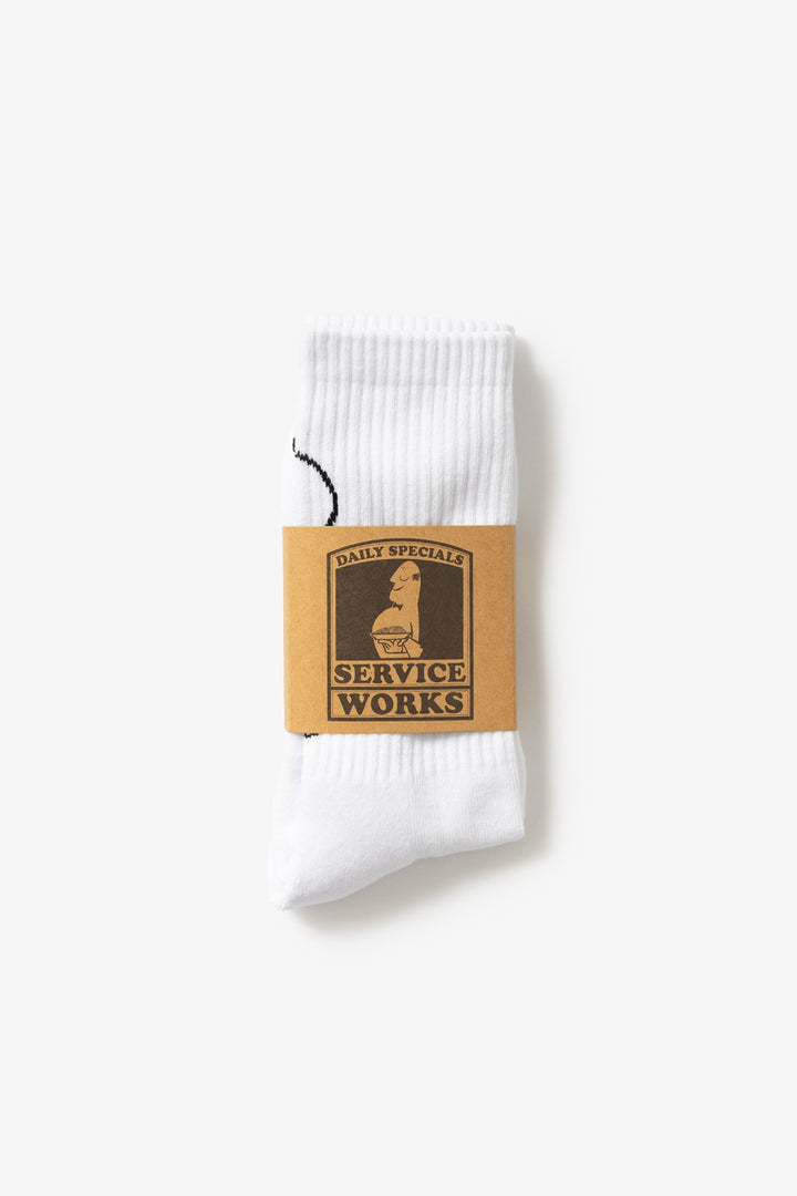 Service Works - Salt + Pepper Socks - White