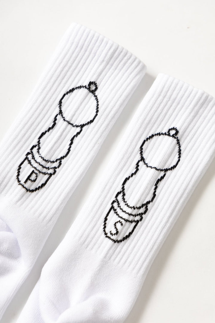 Service Works - Salt + Pepper Socks - White